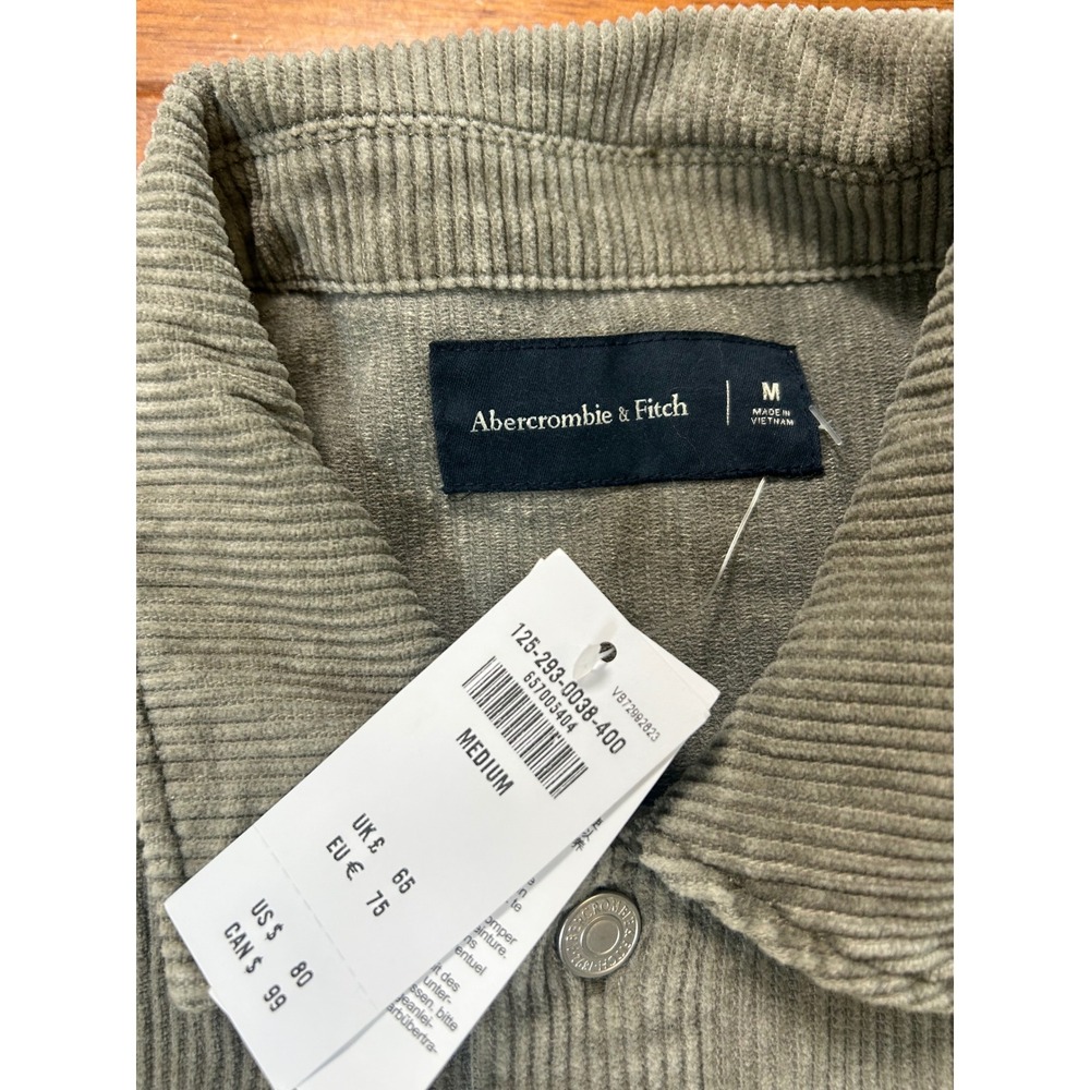New Abercrombie & Fitch Corduroy Shirt Jacket Mens M Gray Button Front - Picture 2 of 11